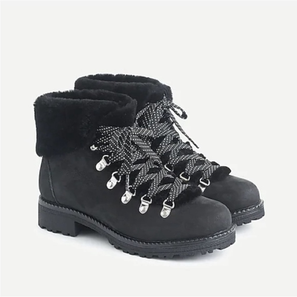 Sz 8 J. Crew Black Genuine Shearling Boots